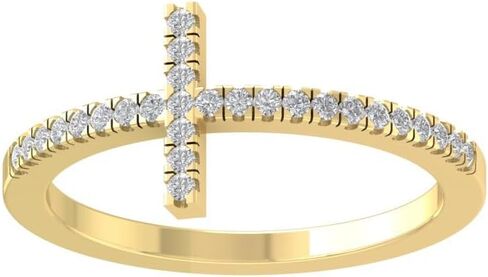 ARAIYA FINE JEWELRY خاتم متقاطع من الألماس من الذهب أو الفضة عيار 10 قيراط (1/6 قيراط، لون I-J، وضوح I2-I3) in Kuwait