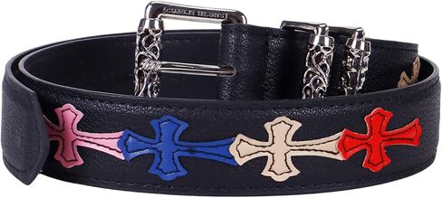 حزام كروس عصري كلاسيكي بتصميم بانك قوطي من الكروم للجينز من سراجتكر، اسود، يناسب مقاس 24 انش - 34 انش in Kuwait