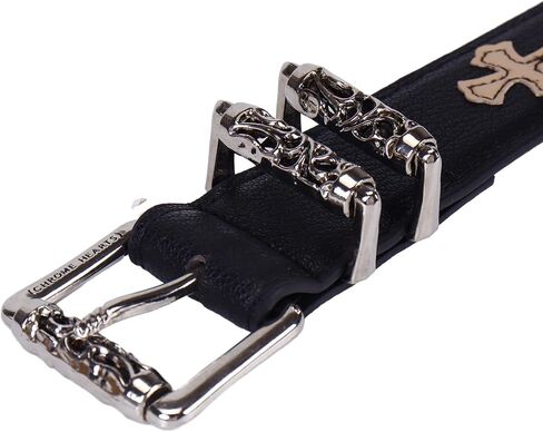 حزام كروس عصري كلاسيكي بتصميم بانك قوطي من الكروم للجينز من سراجتكر، اسود، يناسب مقاس 24 انش - 34 انش in Kuwait