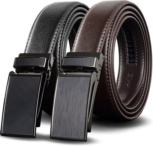 Gurzita Ratchet Belt 2 Pack,Mens Belts Leather Ratchet,Adjustable Dress Belts with Click Slide Buckle in Saudi Arabia