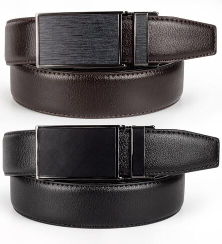 Gurzita Ratchet Belt 2 Pack,Mens Belts Leather Ratchet,Adjustable Dress Belts with Click Slide Buckle in Saudi Arabia