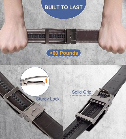 Gurzita Ratchet Belt 2 Pack,Mens Belts Leather Ratchet,Adjustable Dress Belts with Click Slide Buckle in Saudi Arabia