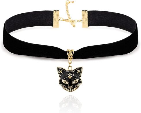 OFGOT7 قلادة كلاسيكية سوداء مخملية على شكل قطة للفتيات، إكسسوار قلادة قوطي للنساء، مجوهرات تنكرية للهالوين in Kuwait