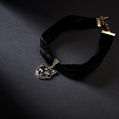 OFGOT7 قلادة كلاسيكية سوداء مخملية على شكل قطة للفتيات، إكسسوار قلادة قوطي للنساء، مجوهرات تنكرية للهالوين in Kuwait