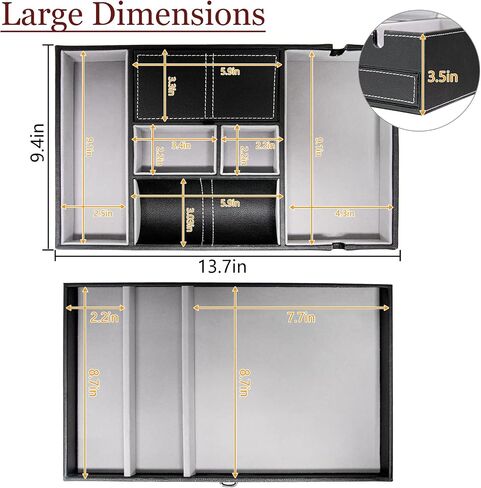 Baoyun Mens Valet Tray, Nightstand Organizers for Men, Leather Jewelry Storage Box Bedside Table Organizer EDC Catch All for Jewelry Key Wallet and Phone in Kuwait