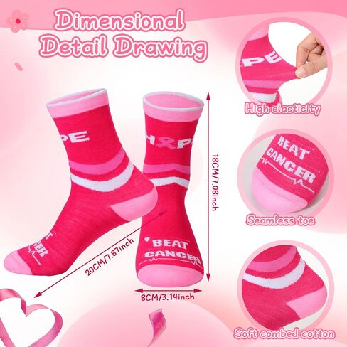 Toulite 30 Pairs Breast Cancer Awareness Socks Pink Crew Socks Bulk Pink Ribbon Soft Breast Cancer Socks for Women Survivor Gifts in Saudi Arabia