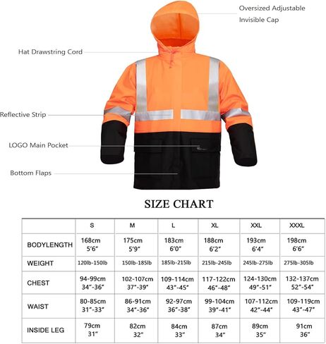 HAOKAISEN Rain Suit for Men Heavy Duty Workwear Waterproof Hi Vis Reflective Rain Jacket with Bib Pants in Kuwait
