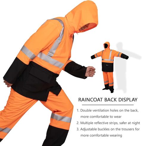 HAOKAISEN Rain Suit for Men Heavy Duty Workwear Waterproof Hi Vis Reflective Rain Jacket with Bib Pants in Kuwait