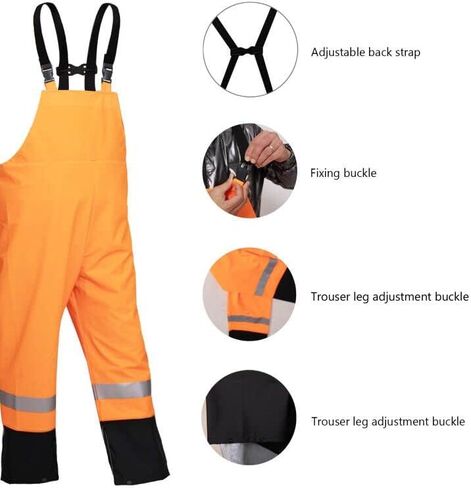 HAOKAISEN Rain Suit for Men Heavy Duty Workwear Waterproof Hi Vis Reflective Rain Jacket with Bib Pants in Kuwait