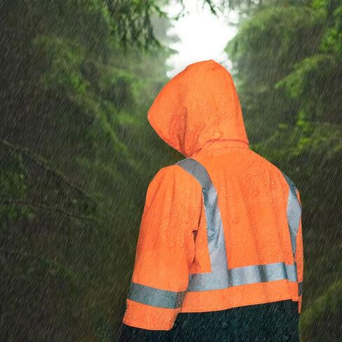 HAOKAISEN Rain Suit for Men Heavy Duty Workwear Waterproof Hi Vis Reflective Rain Jacket with Bib Pants in Kuwait