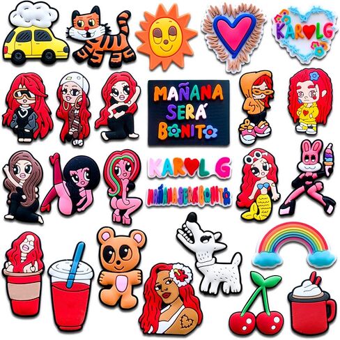 Xaldrichasta 26 Shoe Charms for Clog Different Matching Sandals Wristbands Bracelets, Singer Charms for Kids Girls Teens Women Party Gifts in Kuwait