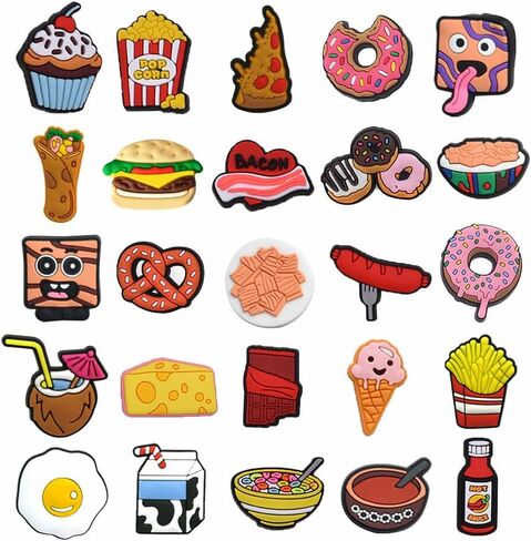 36 قطعة من قطع زينة الأحذية الغذائية، زينة كروك كلوج، هدايا ساحرة الطعام اللطيفة للأطفال، الأولاد، الفتيات، المراهقين، هدية حفلة عيد الميلاد، بلاستيك، لا أحجار كريمة, بلاستيك, بدون أحجار كريمة in Kuwait