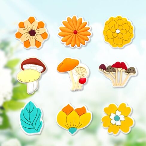 Brucearcroft 25Pcs Flower Shoe Decoration Charms, Aesthetic Daisy Plant Mushroom Charms for Kids Girls Party Gifts in Saudi Arabia