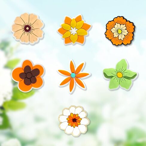 Brucearcroft 25Pcs Flower Shoe Decoration Charms, Aesthetic Daisy Plant Mushroom Charms for Kids Girls Party Gifts in Saudi Arabia