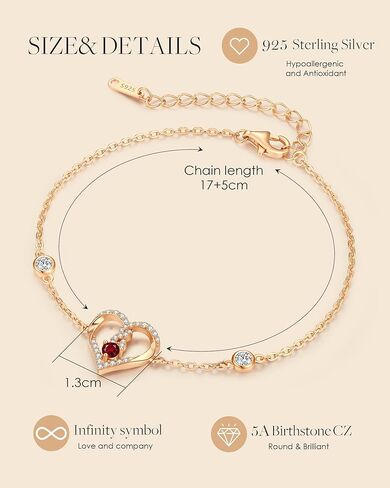 LOUISA SECRET إنفينيتي الحب سوار القلب للنساء، 925 الفضة الاسترليني سحر المرأة جوهرة الميلاد سوار، روز الذهب مطلي عيد ميلاد الذكرى والمجوهرات هدية للنساء الأم أمي فتاة زوجة صديقة in Kuwait