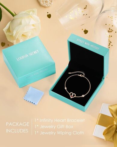 LOUISA SECRET إنفينيتي الحب سوار القلب للنساء، 925 الفضة الاسترليني سحر المرأة جوهرة الميلاد سوار، روز الذهب مطلي عيد ميلاد الذكرى والمجوهرات هدية للنساء الأم أمي فتاة زوجة صديقة in Kuwait