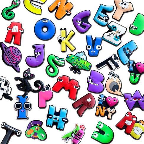 Zanerolan 35PCS Shoe Decoration Charms for Clog Decoration, Cartoon Letters Game Charms Accessories for Kids Boy Girl Adult Men Women Party Favor in Kuwait