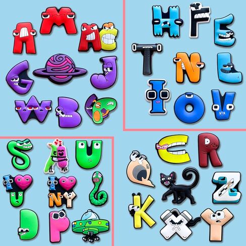 Zanerolan 35PCS Shoe Decoration Charms for Clog Decoration, Cartoon Letters Game Charms Accessories for Kids Boy Girl Adult Men Women Party Favor in Kuwait