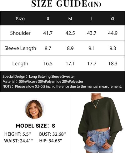 سترة نسائية محبوكة غير رسمية من Dowerme 2023 بأكمام طويلة على شكل جناح الخفاش متينة وناعمة وفضفاضة مضلعة بلوفر علوي in Kuwait