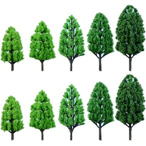 Kisangel Train Sets 10Pcs Landscape Trees Model Miniature Plastic Trees Ornament Tree Model DIY Crafts (Random Color) Sand Tray Miniatures