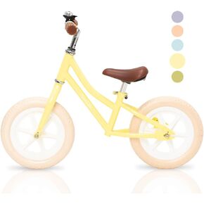دراجة التوازن الرجعية MomnLittle مع مقعد من الجلد النباتي ومقود وإطارات بدون هواء للأعمار من 3 إلى 8 سنوات للأولاد والبنات in Kuwait
