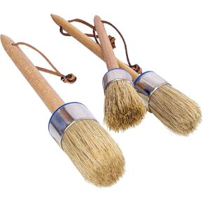 مجموعة فرش طلاء الطباشير - 3 قطع طلاء طباشير للأثاث، فرش طلاء وشمع ذات شعيرات طبيعية، استنسل طلاء، أثاث DIY، ديكور منزلي، صناعة البطاقات، الحرف الفنية DIY in Kuwait