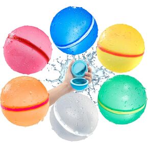 SOPPYCID latex-Free Silicone Reusable Magnetic Water Balloons Self-sealing Pool Toys for Kids Outdoor Toys for Summer Fun Bomb activities Refillable Water Splash Games Toys for Ages 3 4 5 6 7 8 6PCS