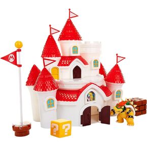 SUPER MARIO 58541 Mushroom Kingdom Castle Playset with Exclusive 2.5" Bowser Figure - Officially Licensed by Nintendo, Princess Peach Castle, 3.2 x 15 x 11 inches