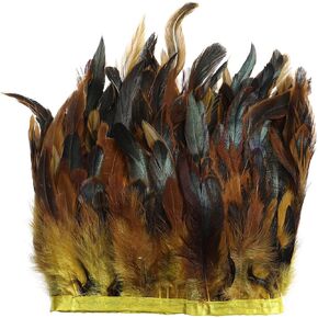 Rooster Hackle Feathers Fringe Trim - Natural Feather Trim for Crafts Sewing Costume Width 5-7 inches Pack of 5 Yards(Royal Blue) in Kuwait