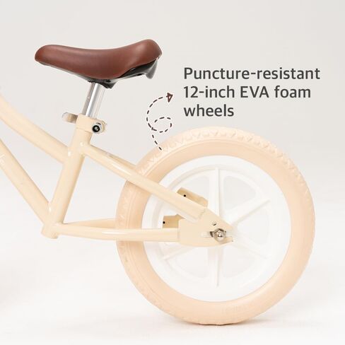 دراجة التوازن الرجعية MomnLittle مع مقعد من الجلد النباتي ومقود وإطارات بدون هواء للأعمار من 3 إلى 8 سنوات للأولاد والبنات in Kuwait