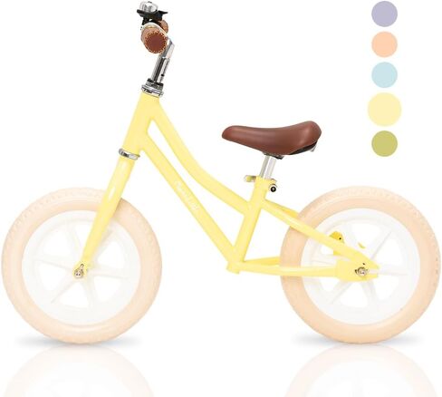 دراجة التوازن الرجعية MomnLittle مع مقعد من الجلد النباتي ومقود وإطارات بدون هواء للأعمار من 3 إلى 8 سنوات للأولاد والبنات in Kuwait