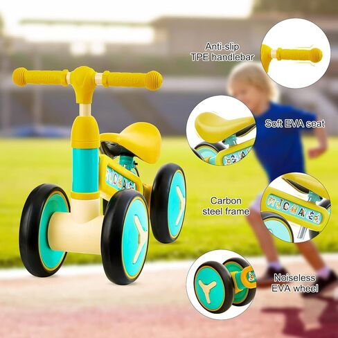 Mafudoxi Baby Balance Bike, Adjustable Toddler Bike for 1-3 Years Old Boys Girls, First Birthday Gifts for Kids - with 2 Stickers (Green) in Kuwait