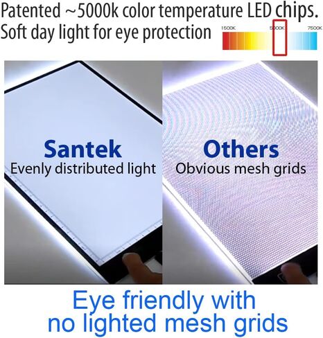 Santek Eye Friendly A3 Light Box, LED Tracing Light Pad with USB-C Cable & 2 Magnets | Ultra-Thin Adjustable Stepless Brightness Light Board for Diamond Painting, Weeding Vinyl, Art, Drawing in Kuwait