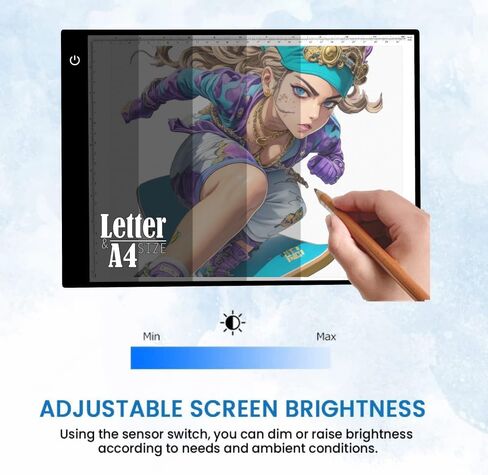 Santek Eye Friendly A3 Light Box, LED Tracing Light Pad with USB-C Cable & 2 Magnets | Ultra-Thin Adjustable Stepless Brightness Light Board for Diamond Painting, Weeding Vinyl, Art, Drawing in Kuwait