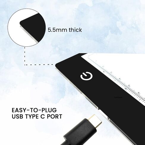 Santek Eye Friendly A3 Light Box, LED Tracing Light Pad with USB-C Cable & 2 Magnets | Ultra-Thin Adjustable Stepless Brightness Light Board for Diamond Painting, Weeding Vinyl, Art, Drawing in Kuwait