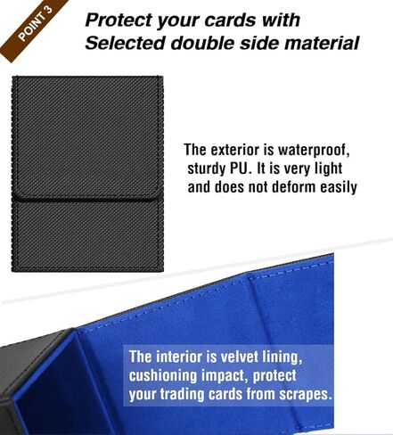 Mtg Deck Box,Card Deck Box,Large Deck Case,Card Storage, Deck Card Box,cardboard box,commander deck box, card deck box,trading card box,Leather Large Size Fit 550 Plus Sleeved Cards Compatible with board game TCG CCG (Black＆Blue) in Kuwait