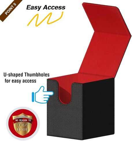 Mtg Deck Box,Card Deck Box,Large Deck Case,Card Storage, Deck Card Box,cardboard box,commander deck box, card deck box,trading card box,Leather Large Size Fit 550 Plus Sleeved Cards Compatible with board game TCG CCG (Black＆Blue) in Kuwait