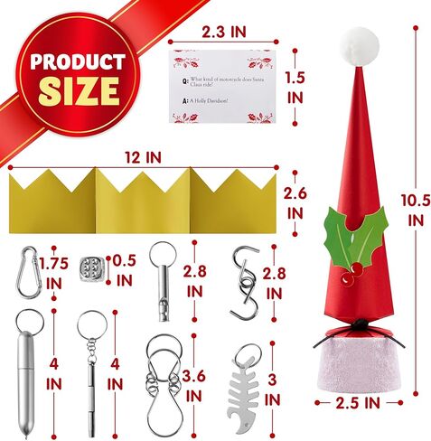 JOYIN 8 PCS Christmas No Snap Party Table Favors, Xmas Non Snap Party Supplies Gift With Party Hat, Jokes & Silver Hanging Decorations for Kids Christmas Parties Dinners and Holidays in Kuwait