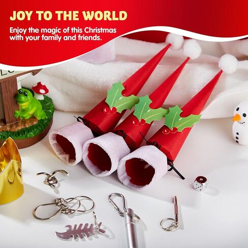 JOYIN 8 PCS Christmas No Snap Party Table Favors, Xmas Non Snap Party Supplies Gift With Party Hat, Jokes & Silver Hanging Decorations for Kids Christmas Parties Dinners and Holidays in Kuwait