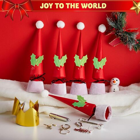JOYIN 8 PCS Christmas No Snap Party Table Favors, Xmas Non Snap Party Supplies Gift With Party Hat, Jokes & Silver Hanging Decorations for Kids Christmas Parties Dinners and Holidays in Kuwait