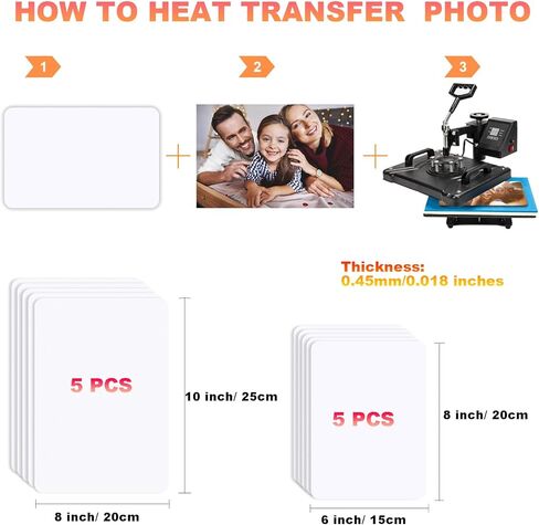 10 Pcs Aluminum Sublimation Photo Blanks, Heat Press Metal Sign Blanks Wall Poster Frame Blank in 2 Size (6x8 inch and 8x10 inch), Sublimation Picture Blanks for Personalized Gifts and Decorations in Kuwait