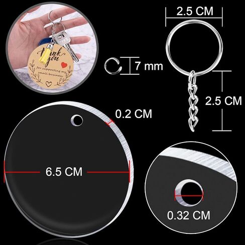 Duufin 120 قطعة من سلسلة المفاتيح الأكريليك الفارغة مجموعة سلسلة مفاتيح أكريليك شفافة فارغة 2 بوصة من الأكريليك الفراغات المستديرة مع حلقات سلسلة مفاتيح لمشاريع الأعمال اليدوية والحرف اليدوية in Kuwait