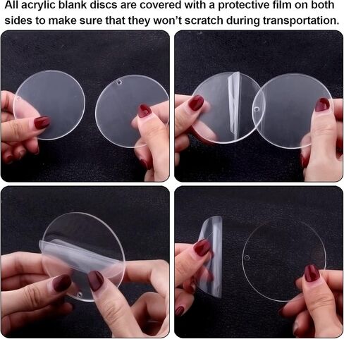 Duufin 120 قطعة من سلسلة المفاتيح الأكريليك الفارغة مجموعة سلسلة مفاتيح أكريليك شفافة فارغة 2 بوصة من الأكريليك الفراغات المستديرة مع حلقات سلسلة مفاتيح لمشاريع الأعمال اليدوية والحرف اليدوية in Kuwait