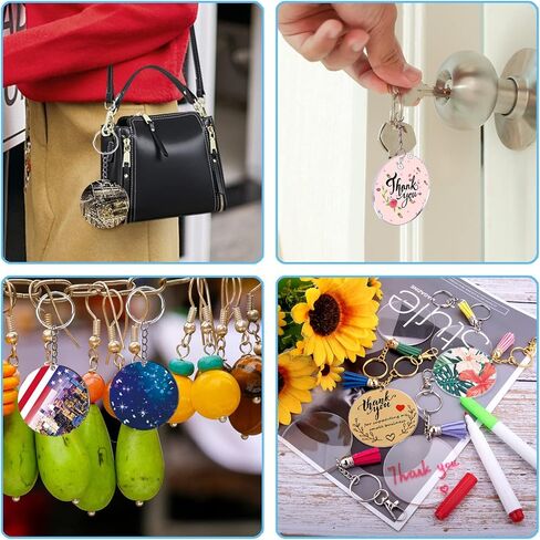 Duufin 120 قطعة من سلسلة المفاتيح الأكريليك الفارغة مجموعة سلسلة مفاتيح أكريليك شفافة فارغة 2 بوصة من الأكريليك الفراغات المستديرة مع حلقات سلسلة مفاتيح لمشاريع الأعمال اليدوية والحرف اليدوية in Kuwait