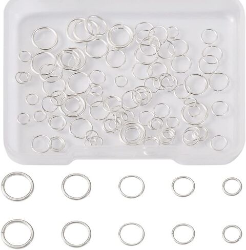 KISSITTY 100pcs 925 Sterling Silver Open Jump Rings 4mm 5mm 6mm 7mm 8mm Silver Round Rings Connectors Assorted Jump Rings for Adults DIY Earrings Bracelets Necklaces Jewelry Making in Kuwait