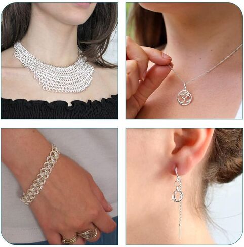 KISSITTY 100pcs 925 Sterling Silver Open Jump Rings 4mm 5mm 6mm 7mm 8mm Silver Round Rings Connectors Assorted Jump Rings for Adults DIY Earrings Bracelets Necklaces Jewelry Making in Kuwait