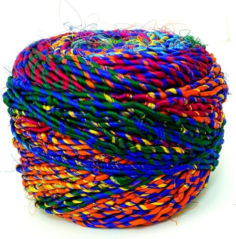 Revolution Fibers Recycled Sari Silk Yarn, Multi-Color Pure Silk Yarn, Made from Handspun Used Sari Fabric Ribbon Scraps, Rainbow Yarn for Knitting, Weaving & Crocheting 100 Grams per Ball (1-Ball) in Saudi Arabia