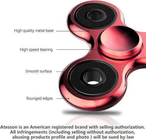 ألعاب ATESSON Fidget Spinner EDC ADHD لتخفيف التوتر للأطفال والبالغين، ألعاب دوارة يدوية معدنية ذات سرعة عالية وألعاب أصابع القلق والملل لقتل الوقت in Kuwait