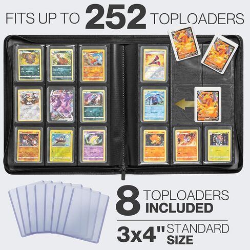 Forzarocket 324 Toploader Binder | 9-Pocket Zippered Ringless Album for TCG & Sports Cards | PU Leather Side-Load Storage in Kuwait