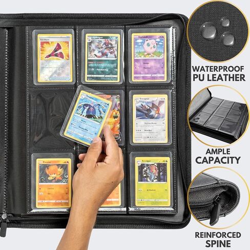 Forzarocket 324 Toploader Binder | 9-Pocket Zippered Ringless Album for TCG & Sports Cards | PU Leather Side-Load Storage in Kuwait